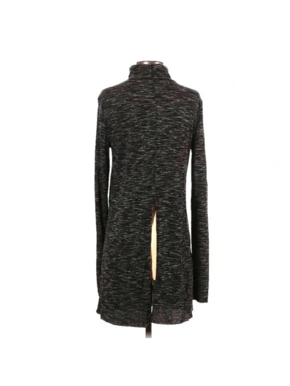 Free People Stone Cold Marled Gray Split Back Turtleneck Tunic - Picture 6 of 8